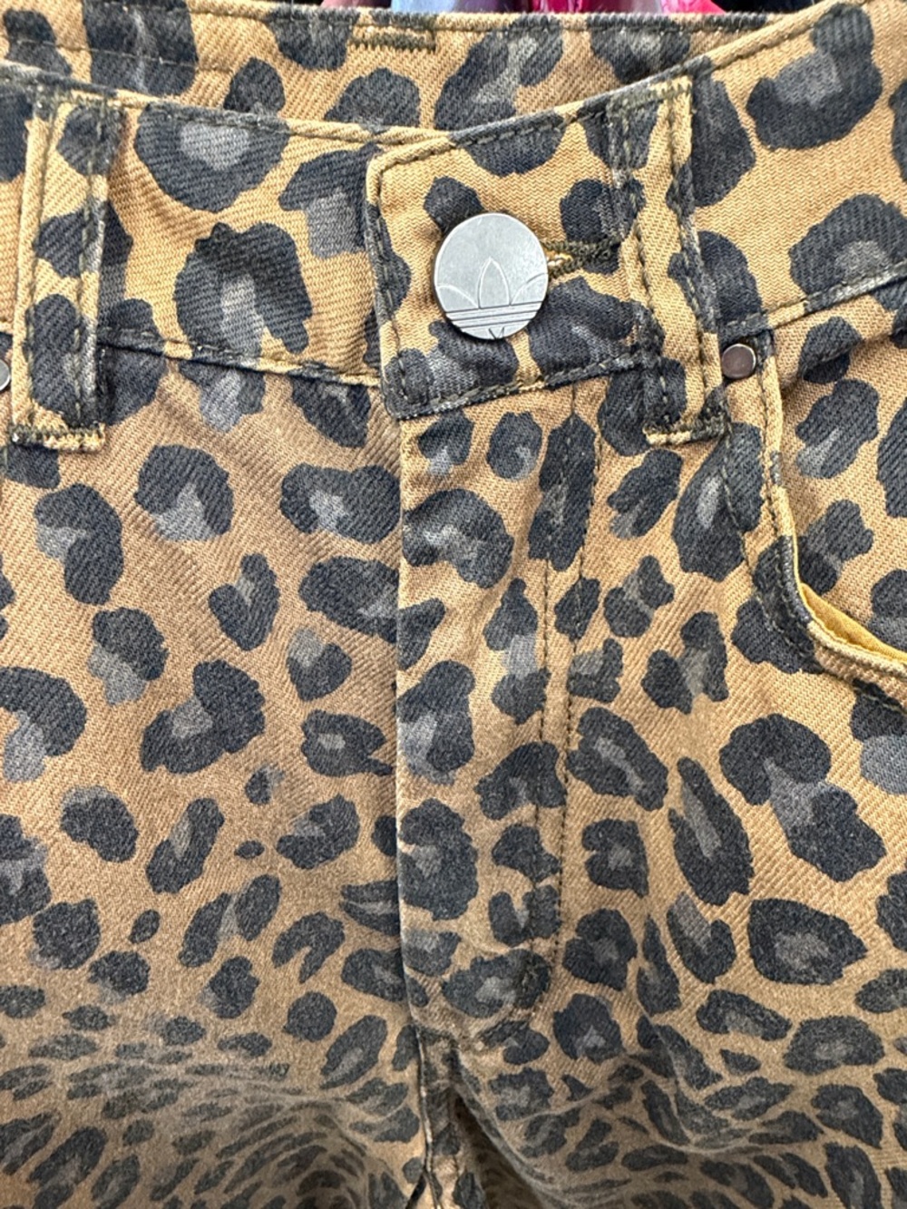 ADIDAS ORIGINALS 3 STRIPES WOMEN'S LEOPARD DENIM BERMUDA SHORTS 24” - Picture 10 of 12